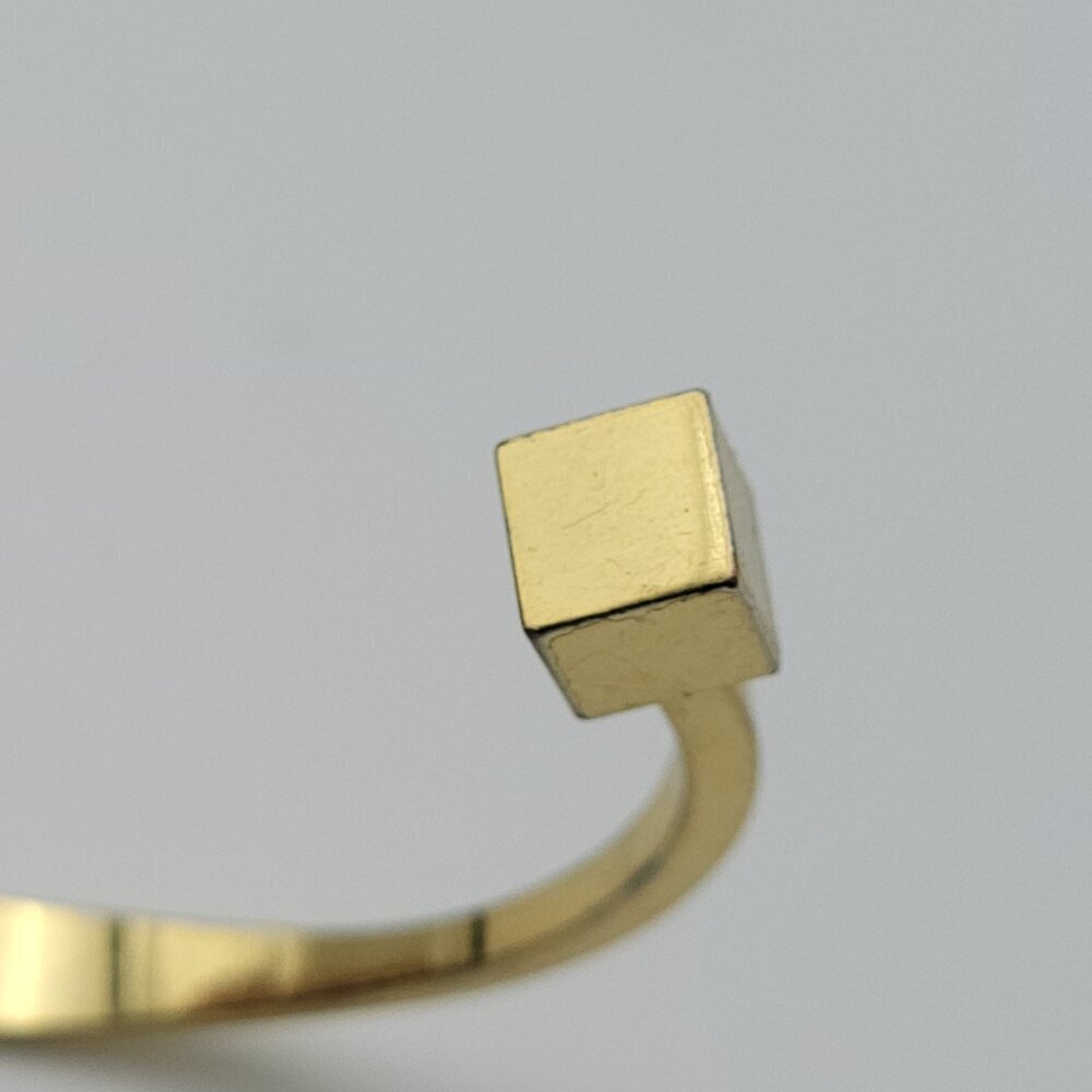 J. Crew Gold Tone Cube Charm Open Cuff Bracelet 6 Inches Size Small - Picture 7 of 11